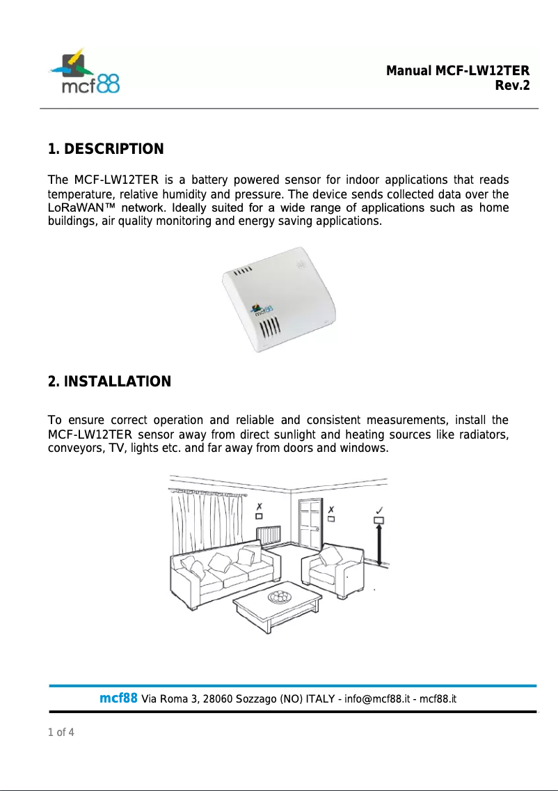 Page n°1 - Manuel utilisateur MCF88 MCF-LW12TER