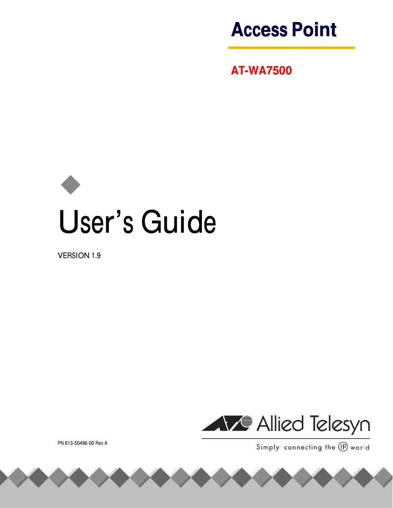 Page n°1 - Manuel utilisateur Allied Telesis AT-WA7500