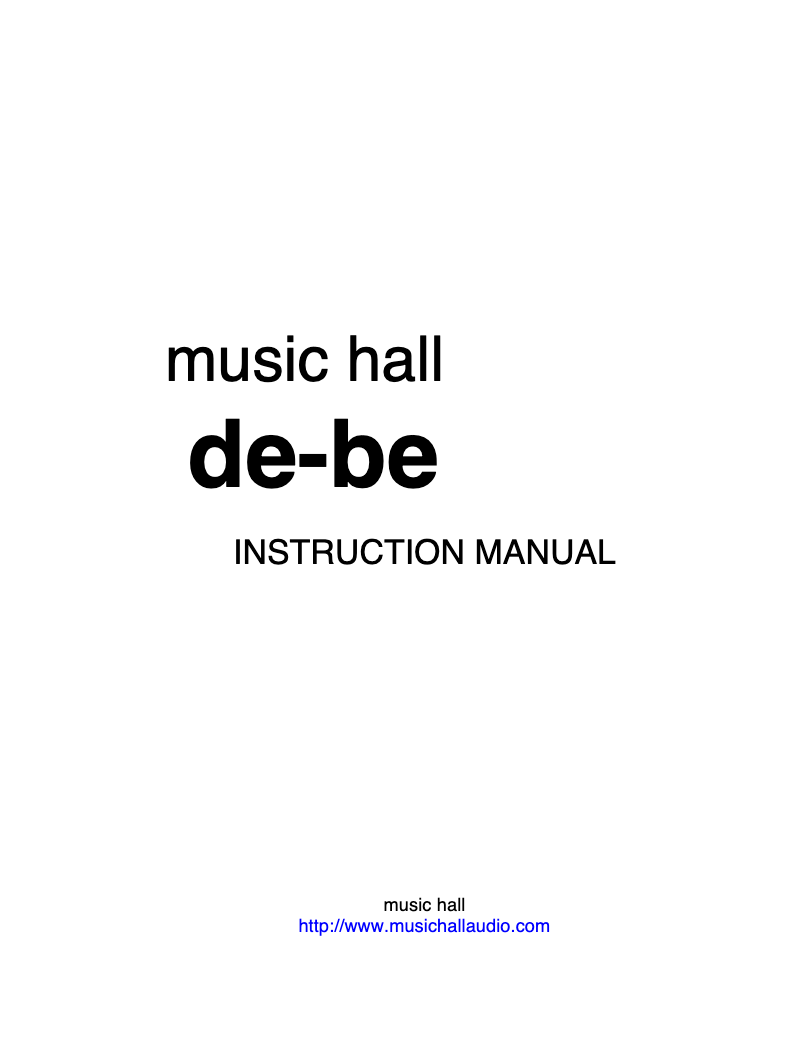 Page n°1 - Manuel utilisateur Music Hall de-be