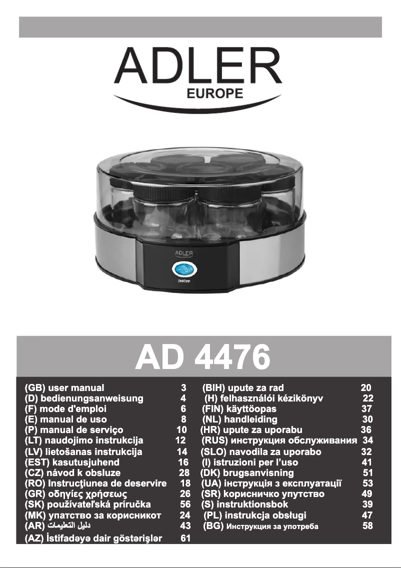 Page n°1 - Manuel utilisateur Adler AD 4476