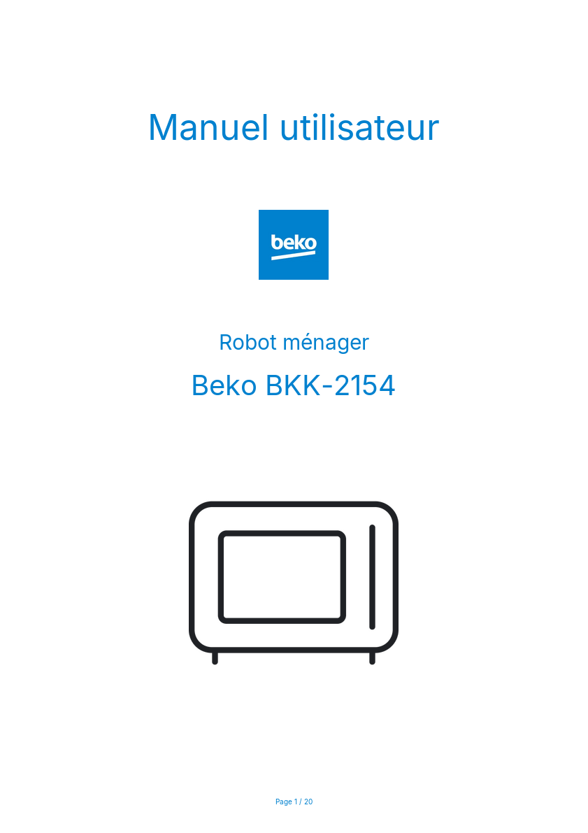 Page n°1 - Manuel utilisateur Beko BKK-2154