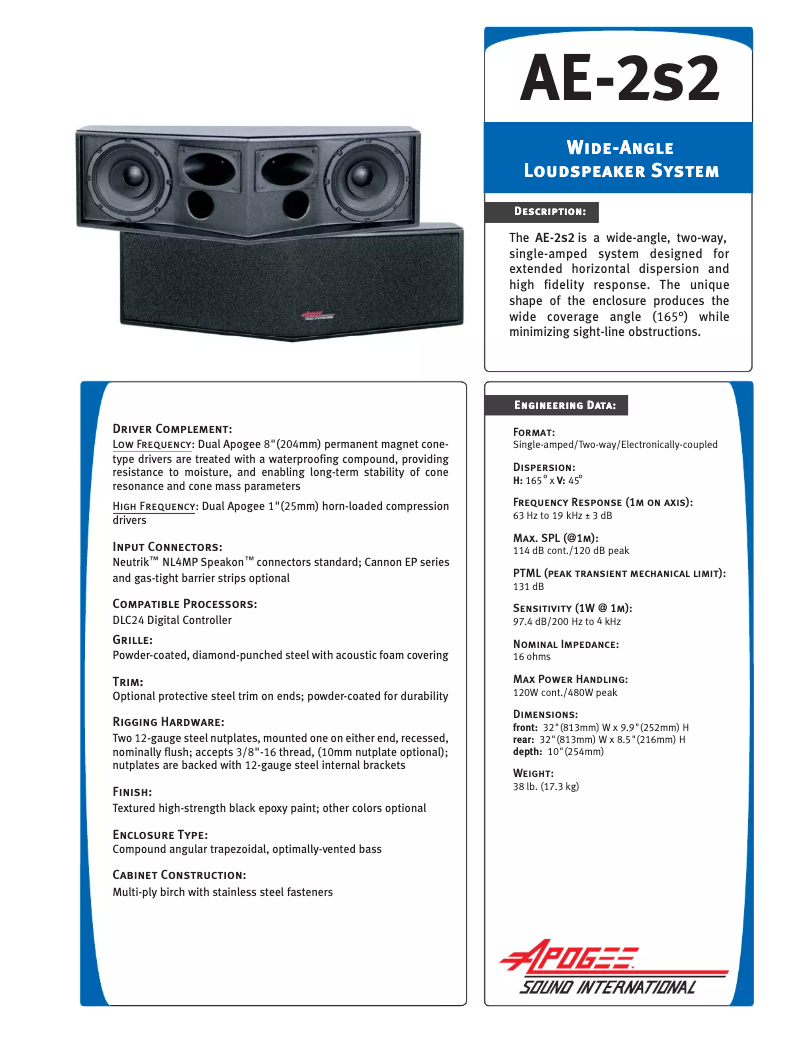 Page 1 de la notice Manuel utilisateur Bogen AE-2s2