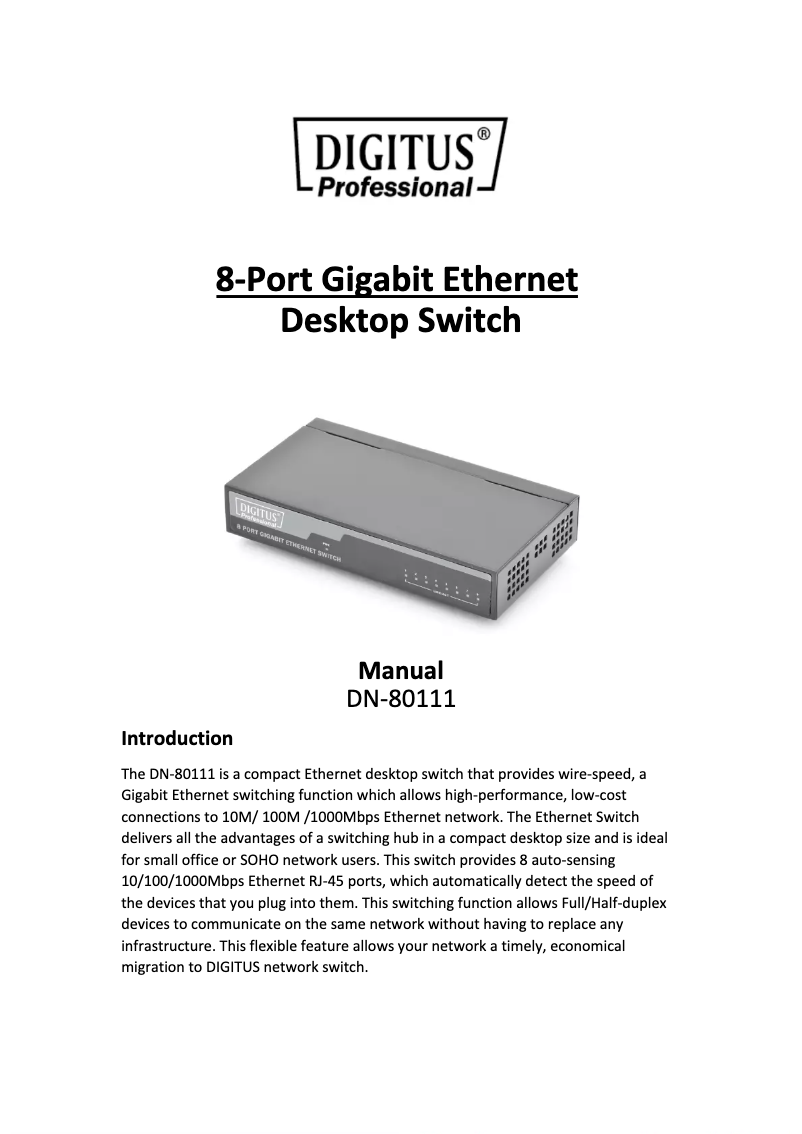 Page n°1 - Manuel utilisateur Digitus DN-80111