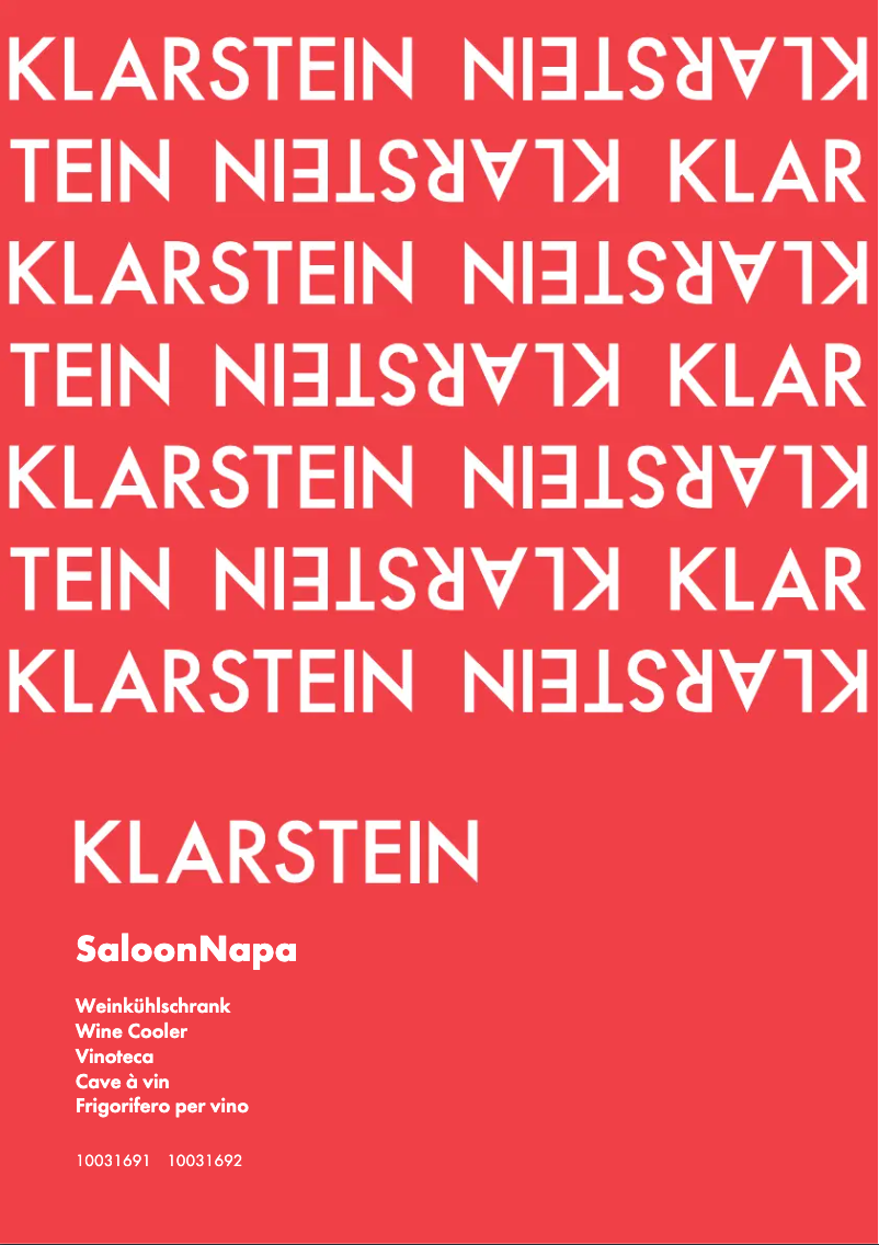 Page n°1 - Manuel utilisateur Klarstein SaloonNapa 10031691