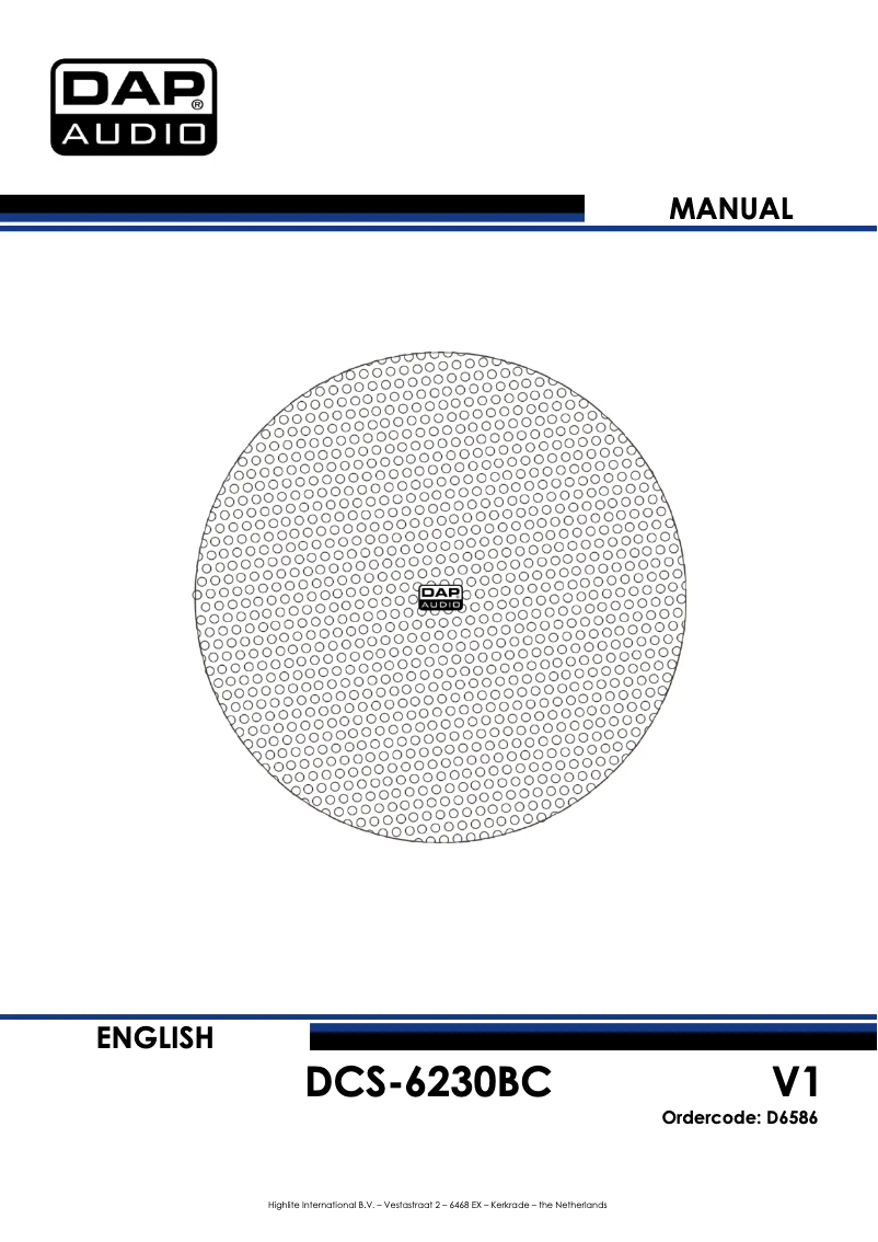 Page n°1 - Manuel utilisateur DAP-Audio DCS-6230BC