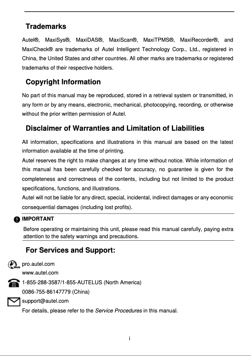 Page n°1 - Manuel utilisateur Autel MaxiSYS Elite II