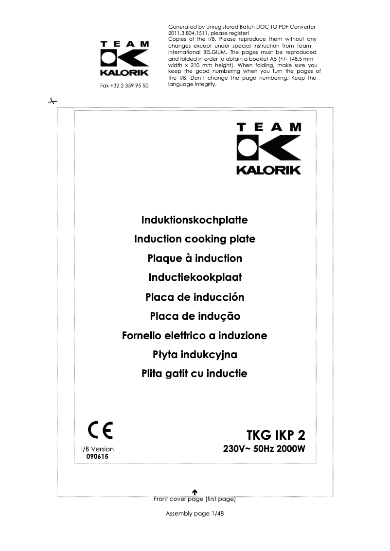 Image de la première page du manuel de l'appareil TKG IKP 2