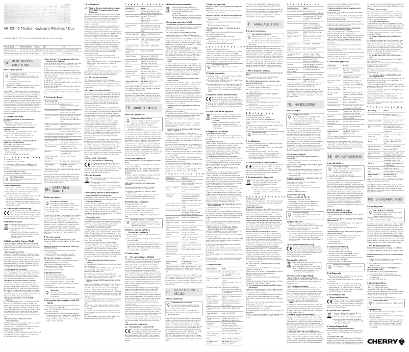 Page 1 de la notice Manuel utilisateur Cherry AK-C8112