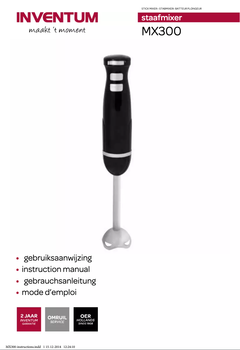 Page 1 de la notice Manuel utilisateur Inventum MX300