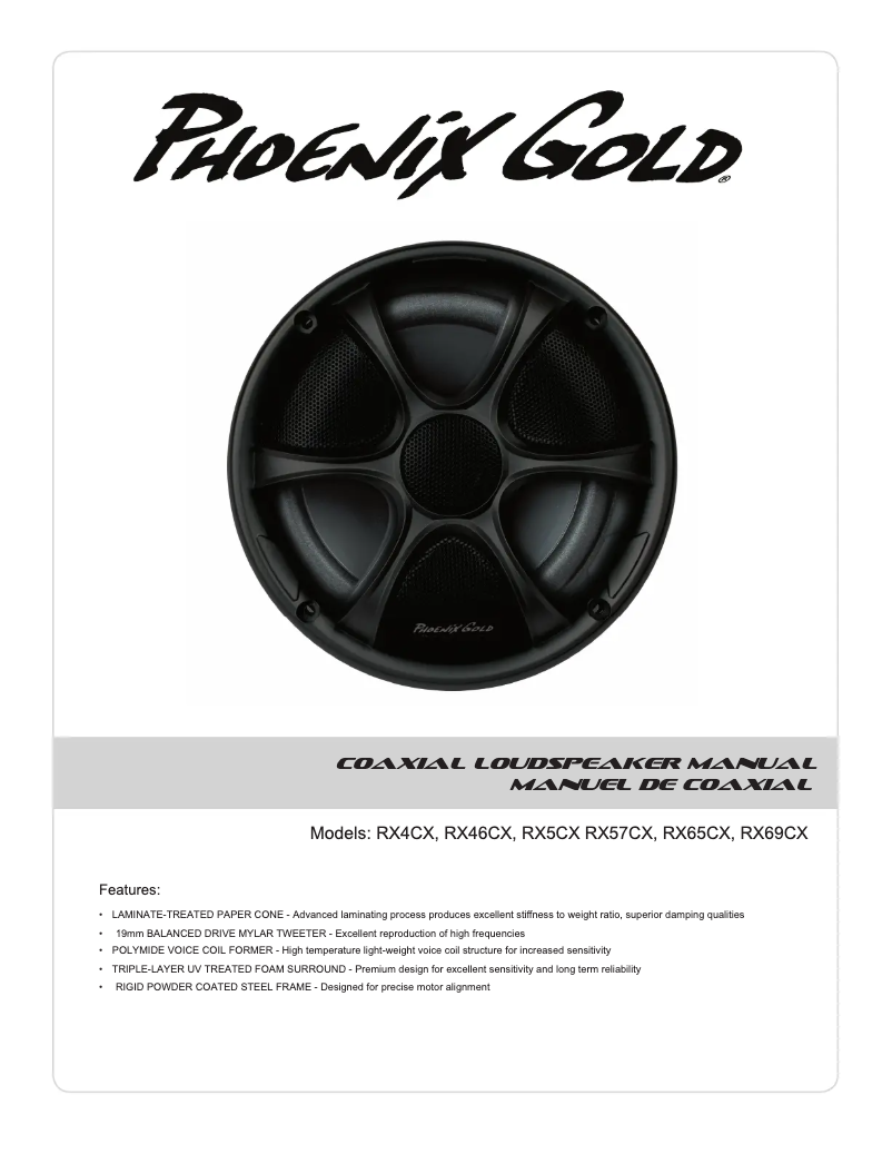 Page n°1 - Manuel utilisateur Phoenix Gold RX46CX