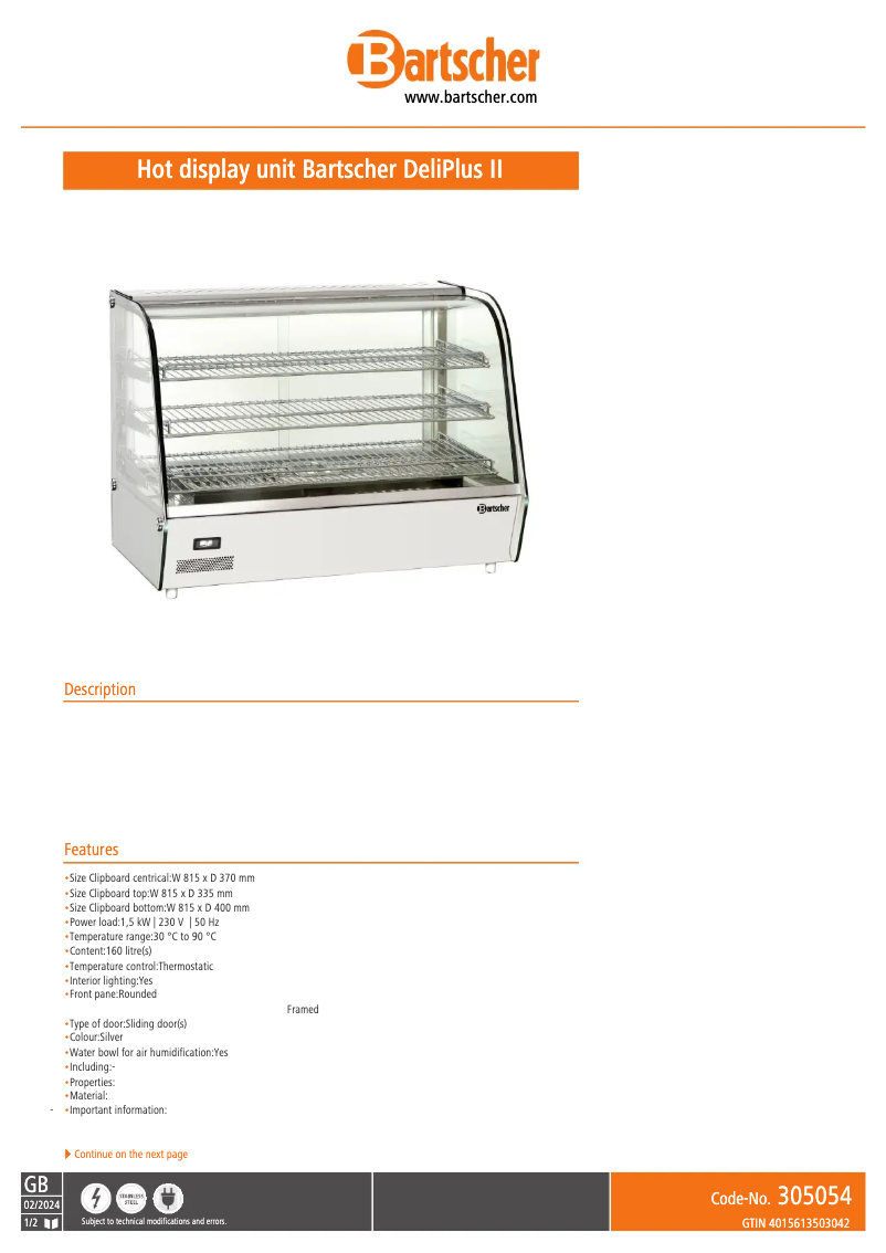 Imagen de la primera página del manual del dispositivo DeliPlus II 305054