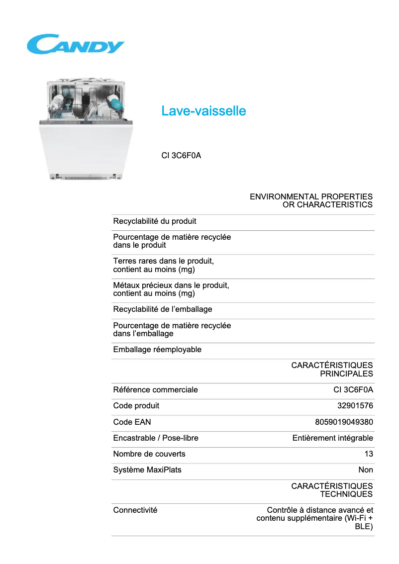 Image de la première page du manuel de l'appareil CI 3C6F0A