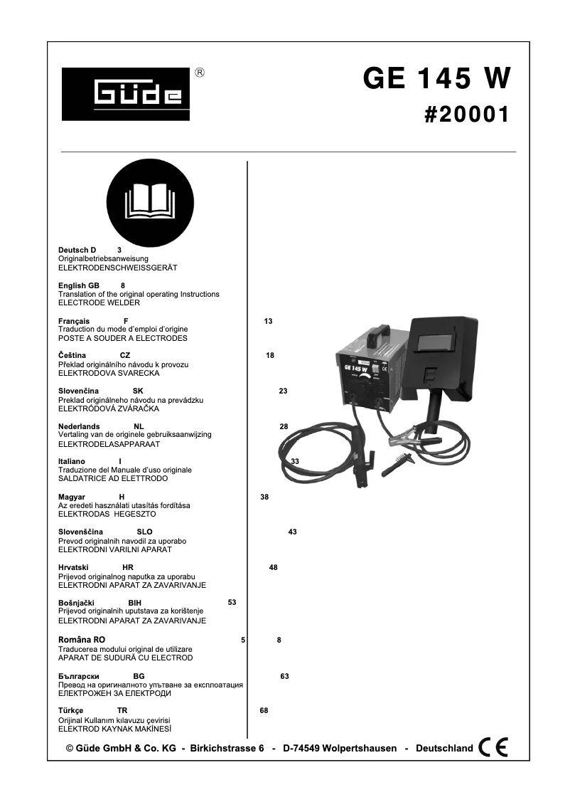 Page 1 de la notice Manuel utilisateur Güde GE 145