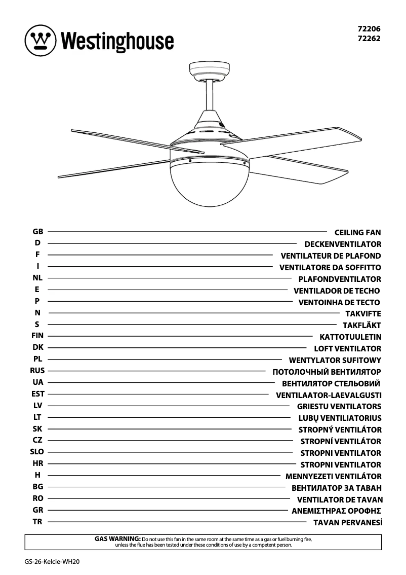 Page 1 de la notice Manuel utilisateur Westinghouse 72206