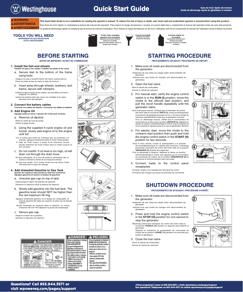 Image de la première page du manuel de l'appareil WGen7500s