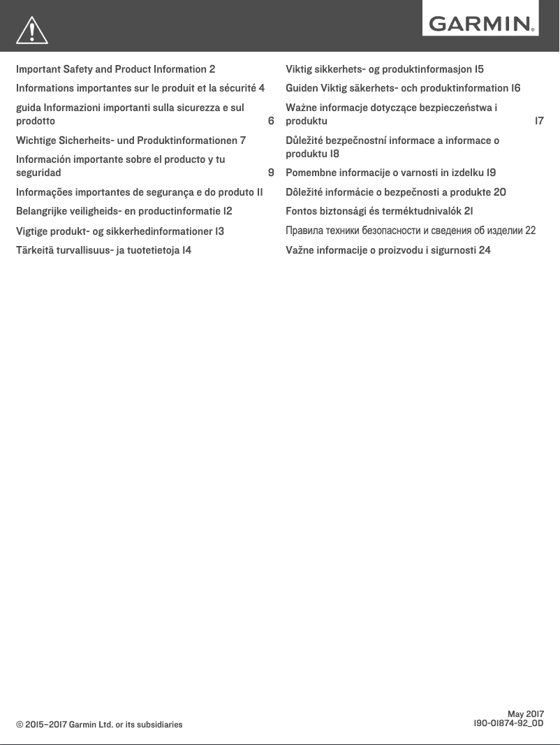 Página 1 del manual Instrucciones de seguridad Garmin nüviCam LMTHD