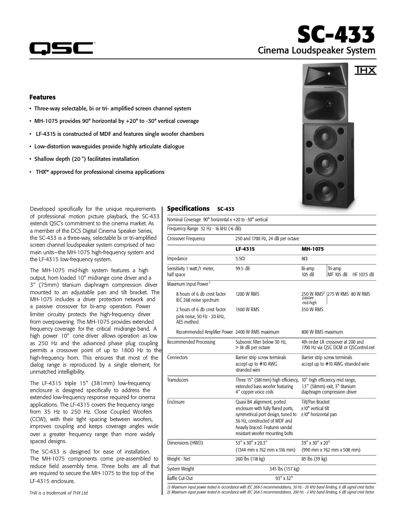 Página 1 del manual Manual de usuario QSC SC-433C