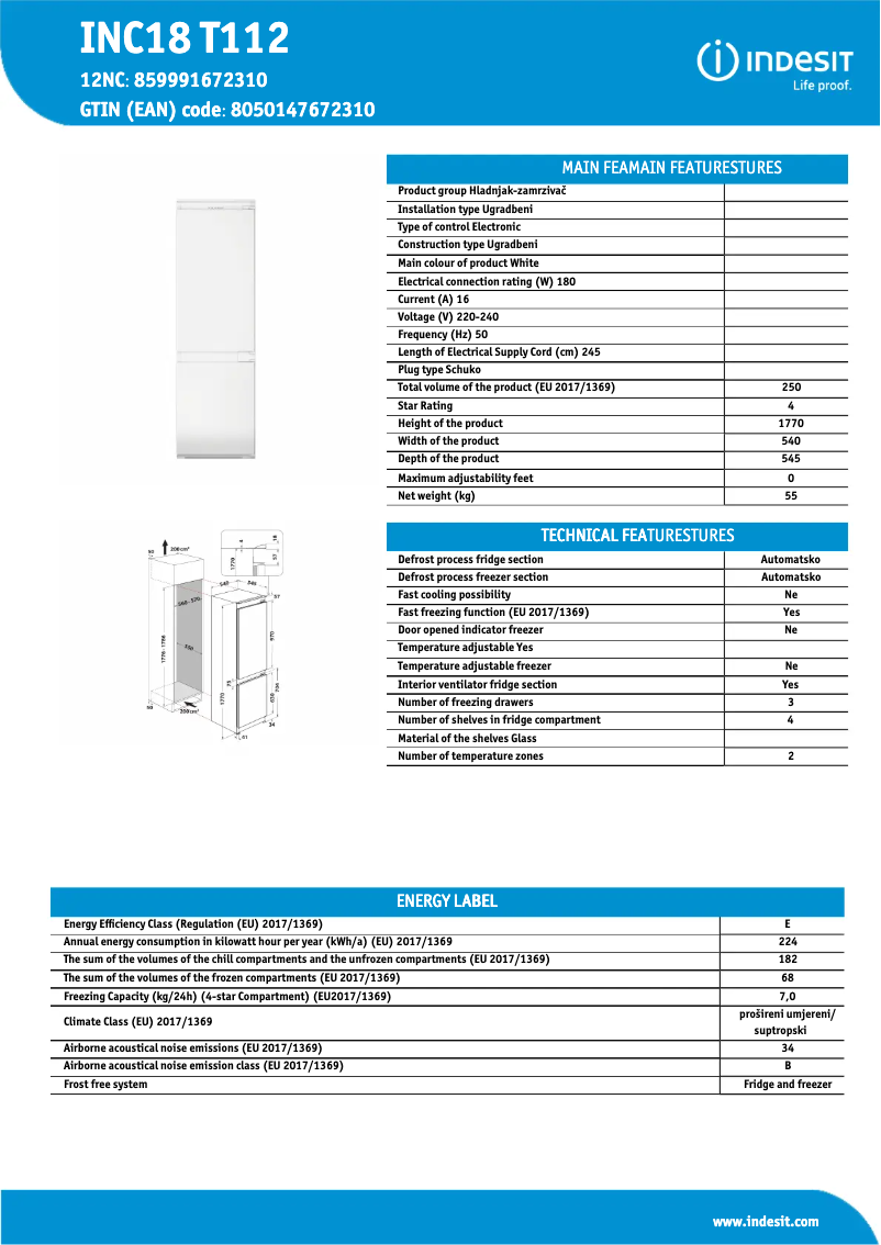 Image de la première page du manuel de l'appareil INC18 T112