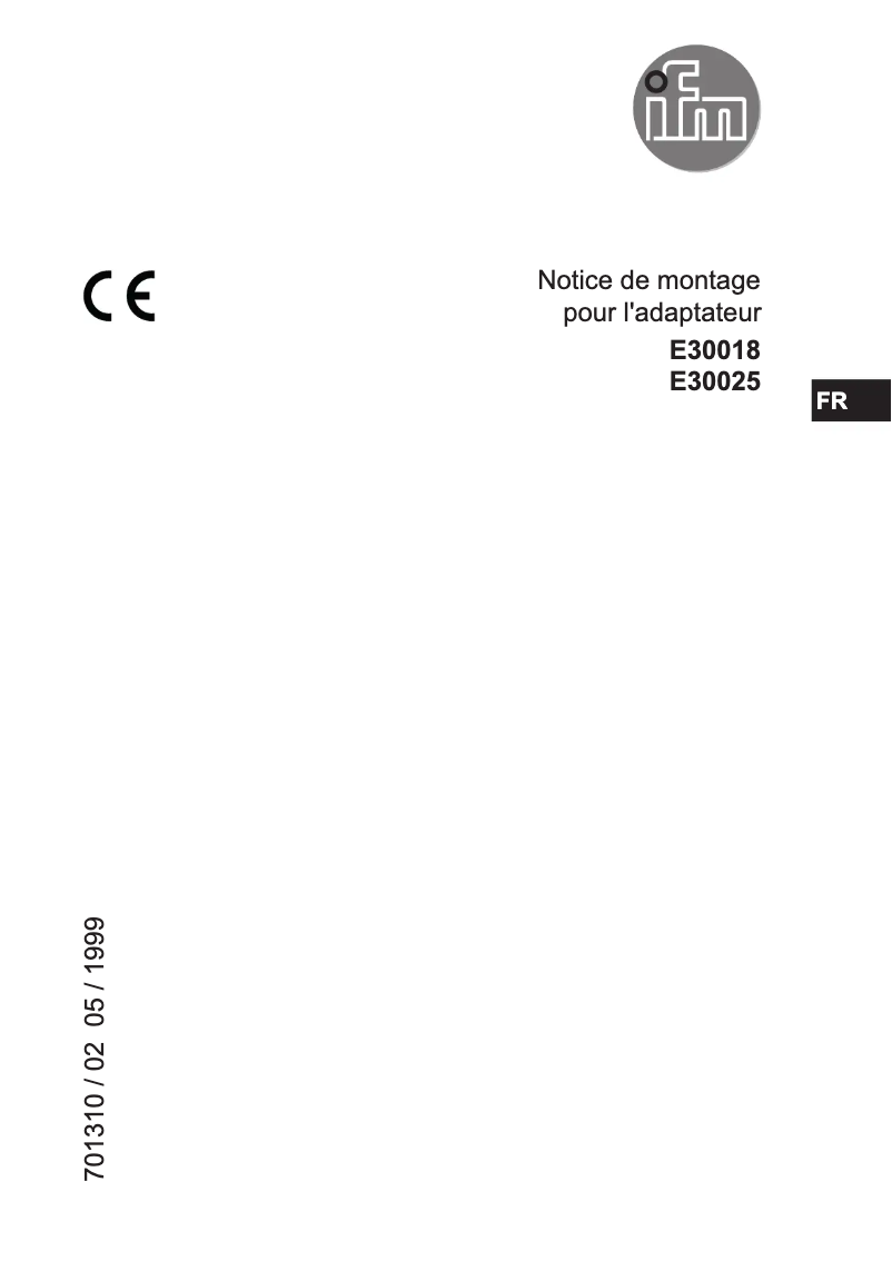 Page 1 de la notice Manuel utilisateur IFM E30025
