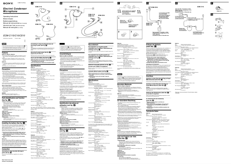 Page 1 de la notice Manuel utilisateur Sony ECM-CS10