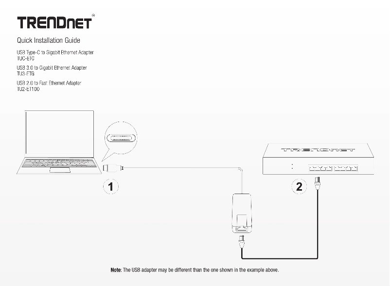 Page 1 de la notice Manuel utilisateur TRENDnet TU2ET100