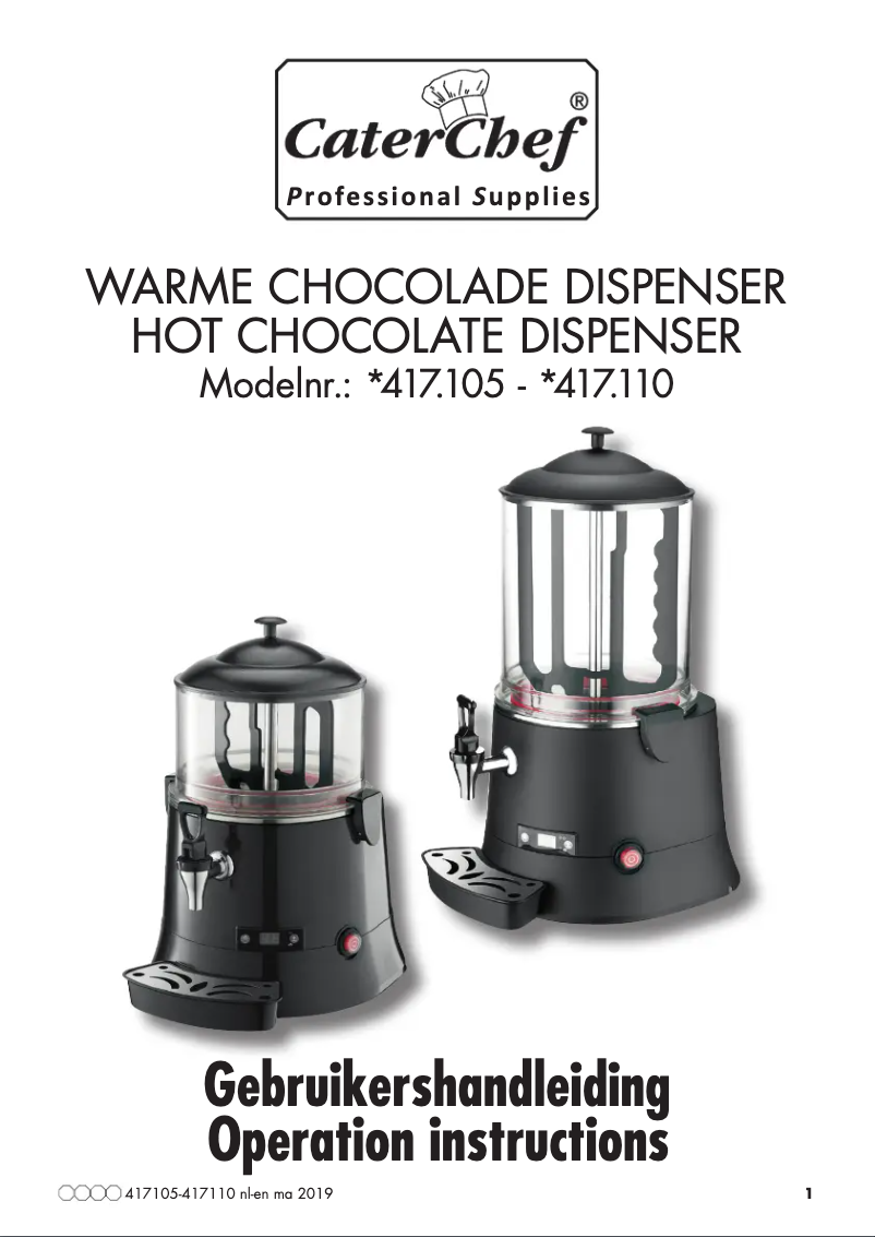 Page n°1 - Manuel utilisateur CaterChef 417105