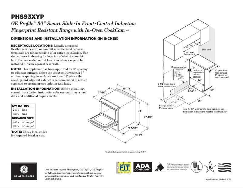 Image de la première page du manuel de l'appareil Profile PHS93XYPFS