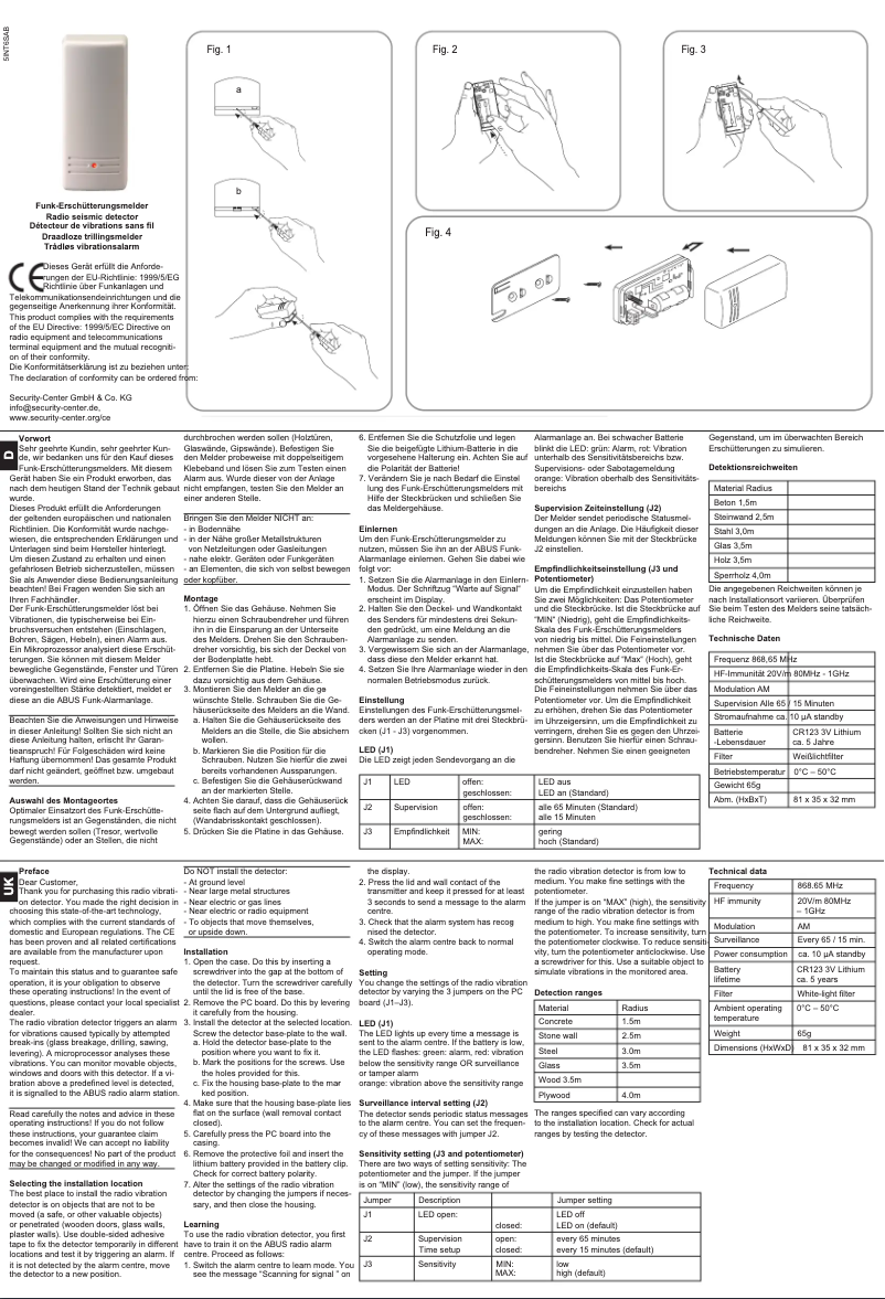 Page 1 de la notice Instructions / montage Abus FU9050