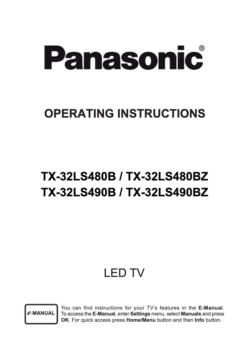 Page 1 de la notice Manuel utilisateur Panasonic TX-32LS480BZ
