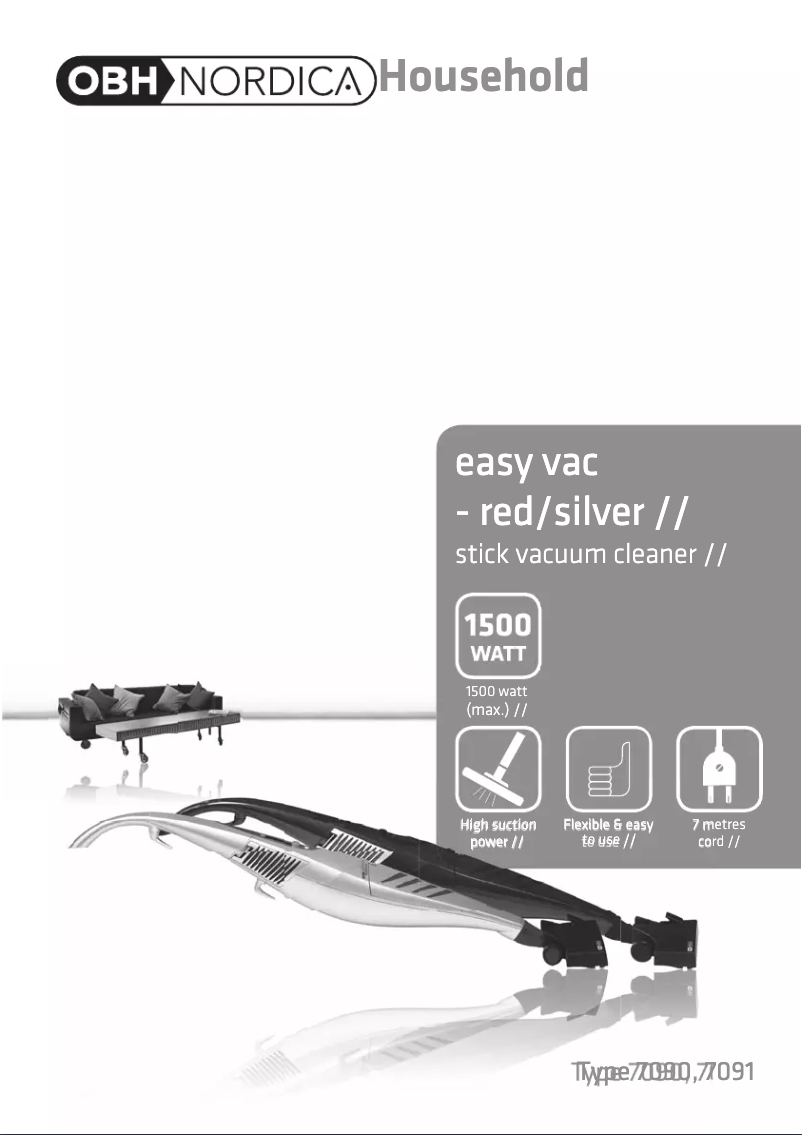 Page 1 de la notice Manuel utilisateur OBH Nordica Stick 7090