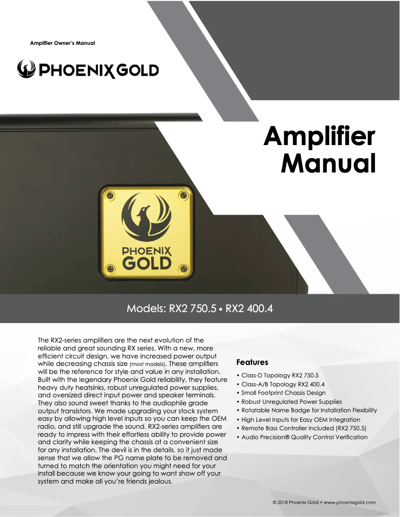 Page n°1 - Manuel utilisateur Phoenix Gold RX2750.5