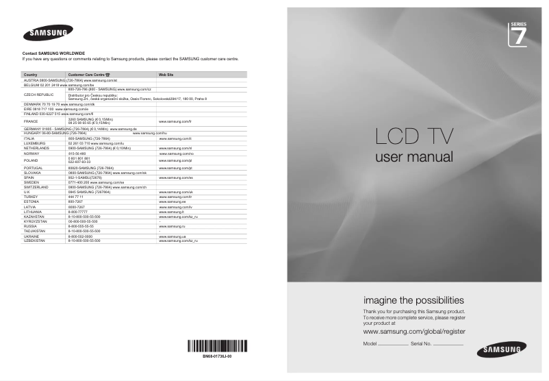 Image de la première page du manuel de l'appareil LE40A796R2M