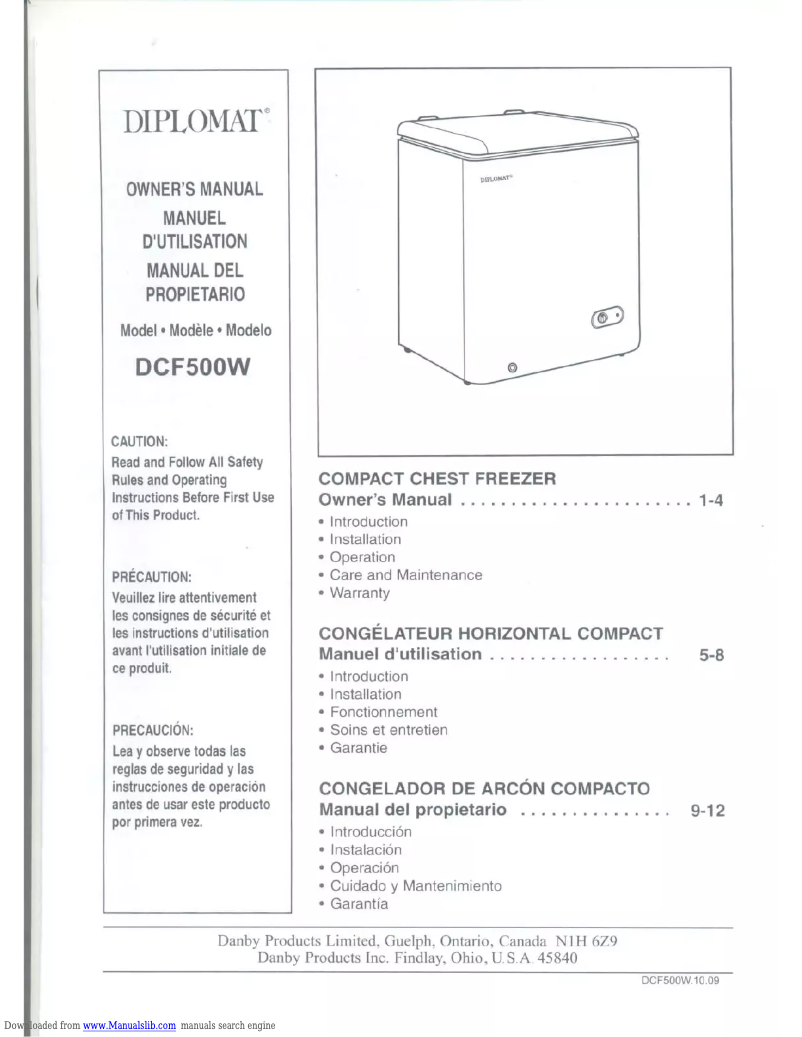 Page 1 de la notice Manuel utilisateur Diplomat DCF500W
