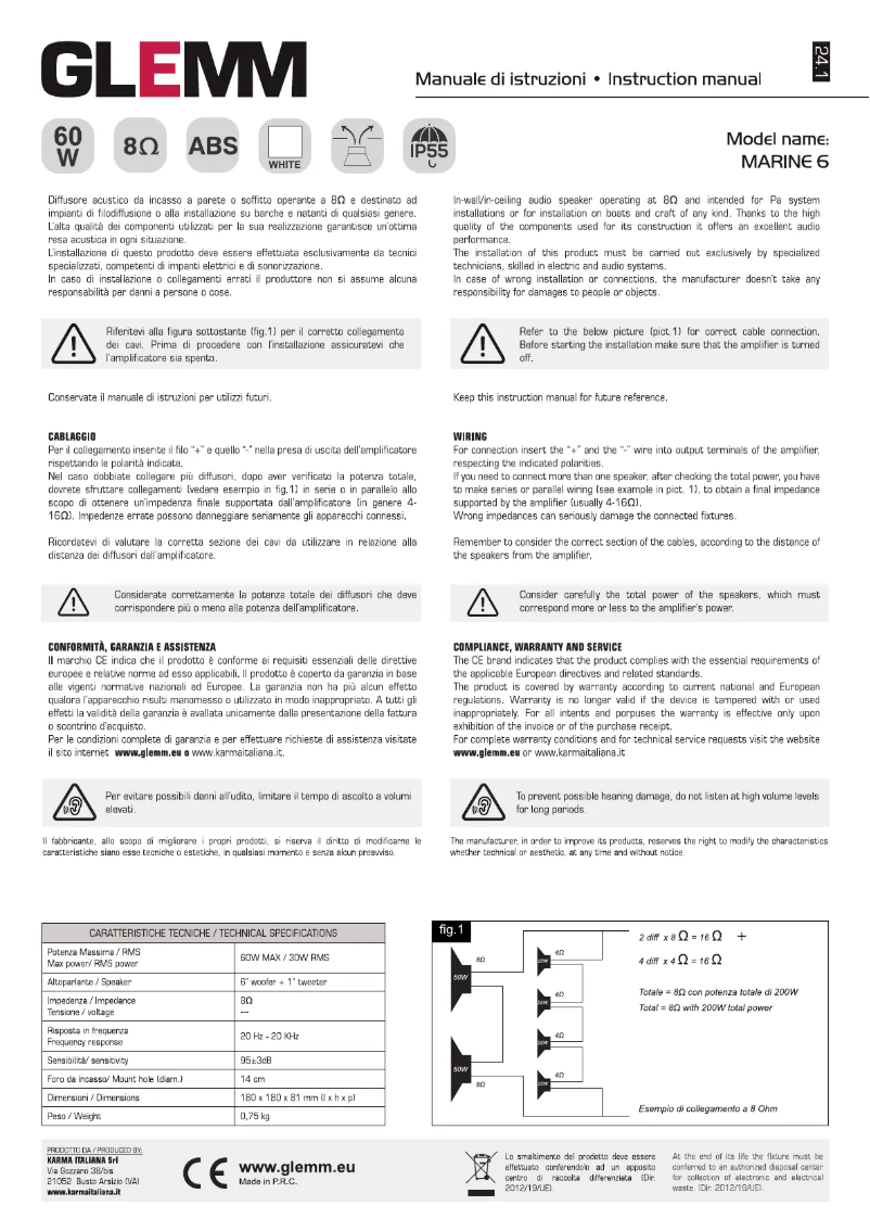 Page 1 de la notice Manuel utilisateur Glemm MARINE 6