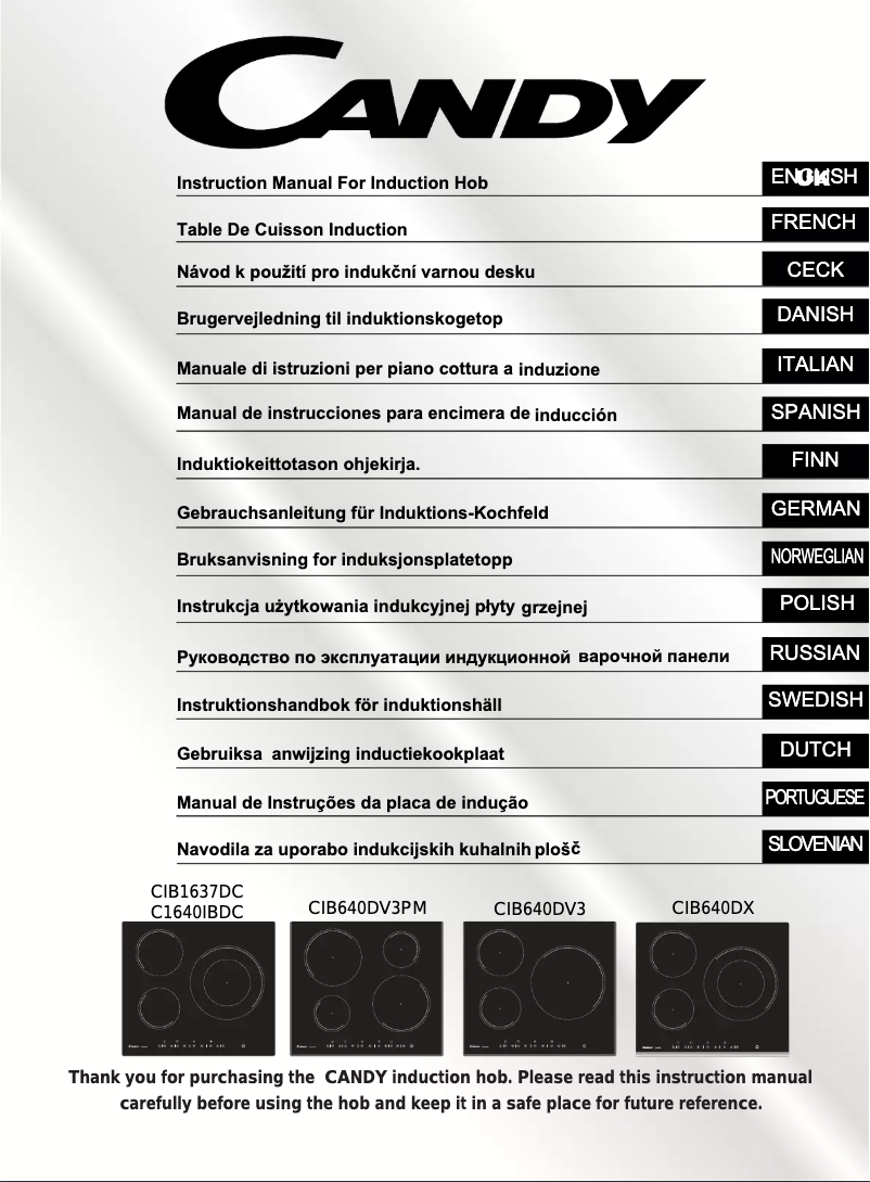 Page n°1 - Manuel utilisateur Candy CIB640DV3