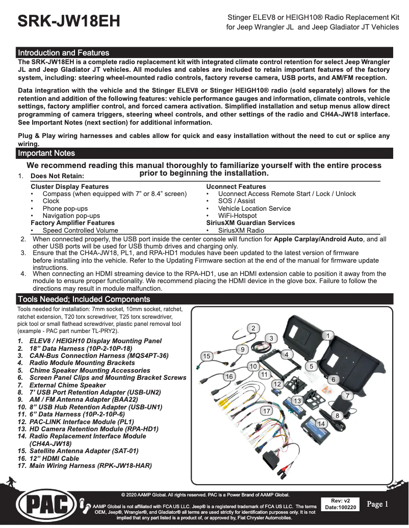 Page n°1 - Guide d'installation Stinger RB10JW18B