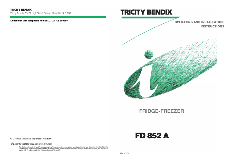 Page n°1 - Manuel utilisateur Tricity Bendix FD852