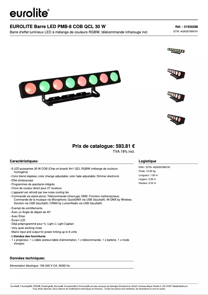 Page n°1 - Fiche technique Eurolite LED PMB-8