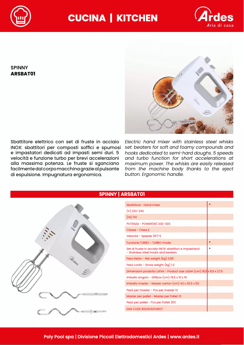 Página 1 del manual Ficha técnica Ardes Spinny ARSBAT01