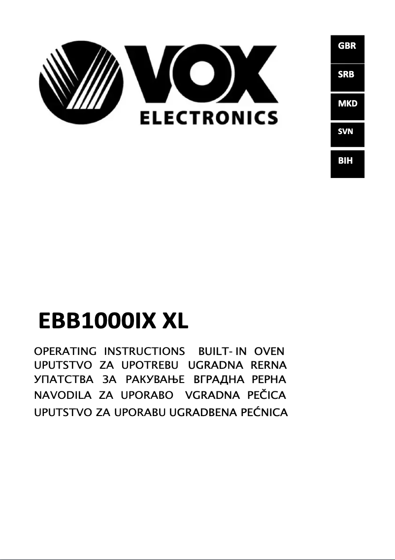 Page 1 de la notice Manuel utilisateur VOX EBB1000IX