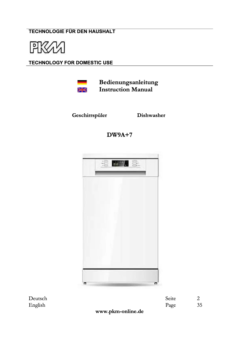 Page 1 de la notice Manuel utilisateur PKM DW9A+7