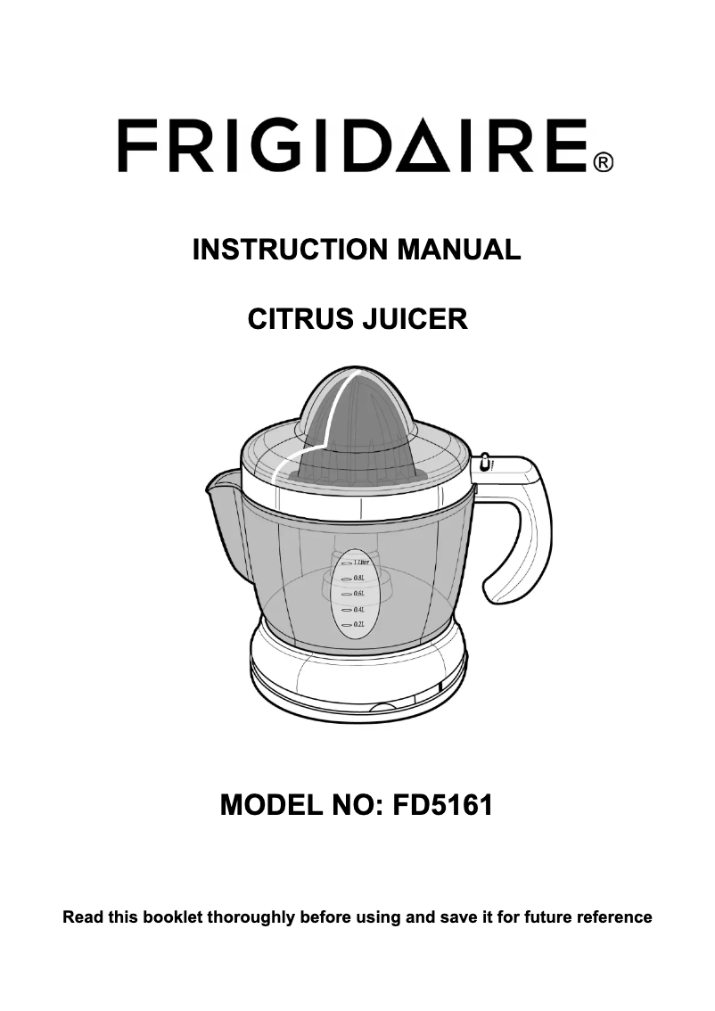 Page n°1 - Manuel utilisateur Frigidaire FD5161