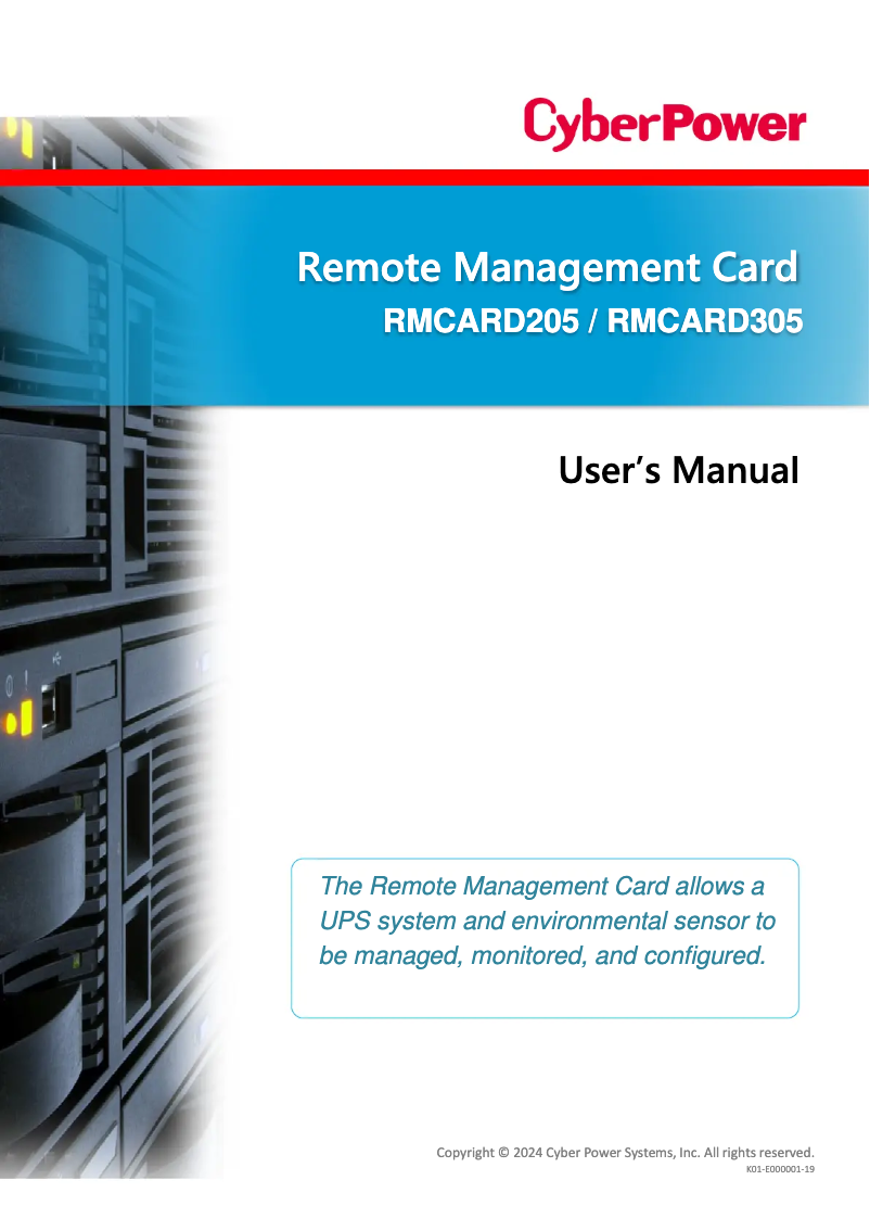 Page 1 de la notice Manuel utilisateur CyberPower RMCARD305