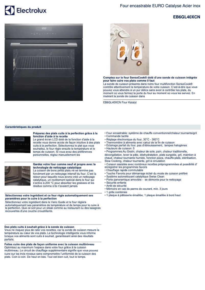 Page n°1 - Fiche technique Electrolux EB6GL40XCN