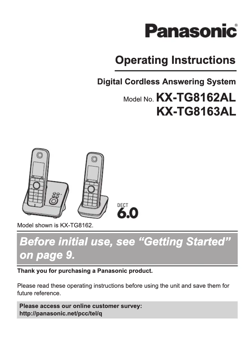 Imagen de la primera página del manual del dispositivo KX-TG8163