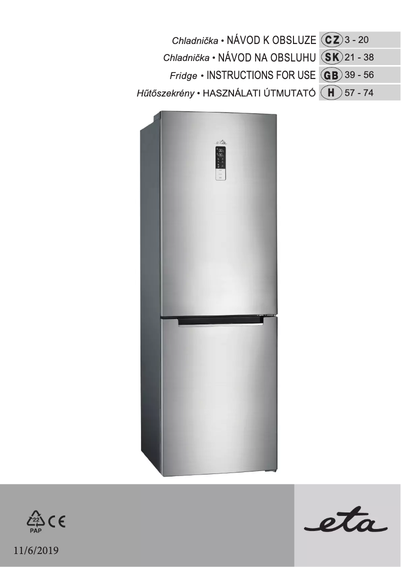 Page 1 de la notice Manuel utilisateur Eta 238690000