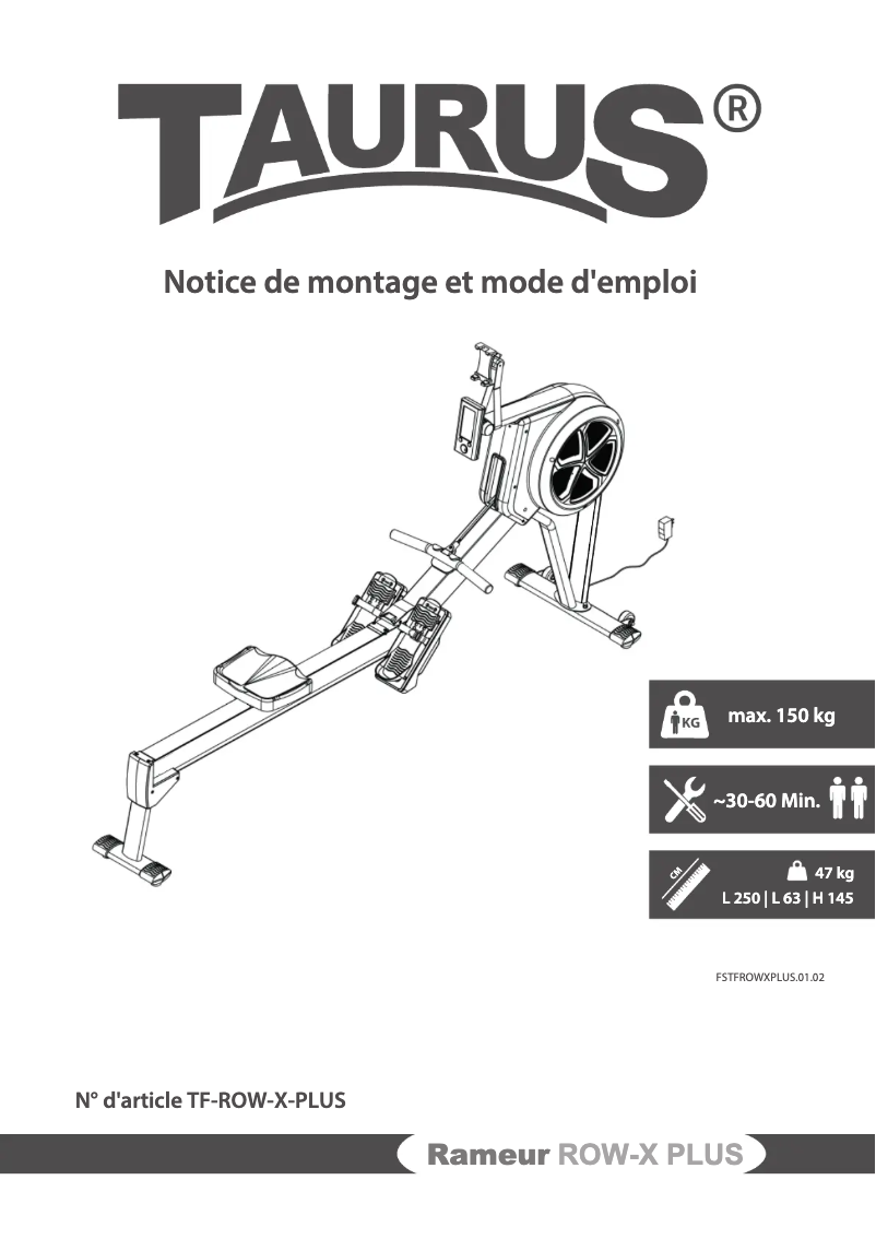 Page 1 de la notice Manuel utilisateur Taurus Row-X Plus