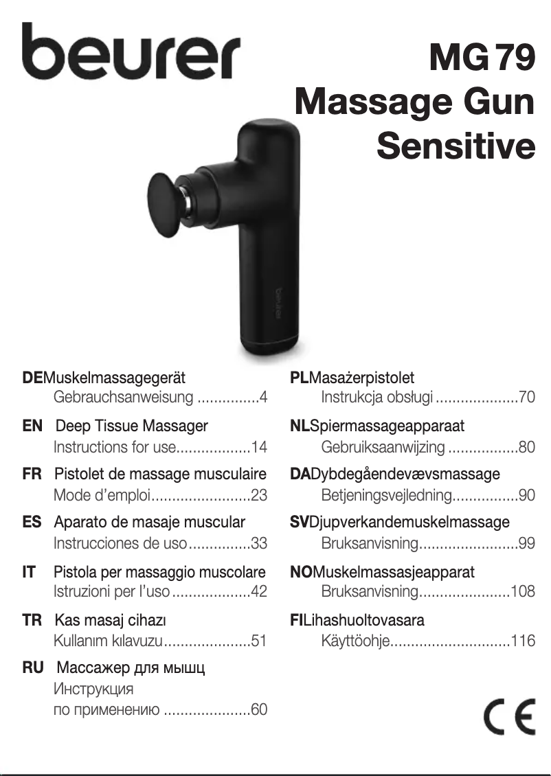 Page 1 de la notice Manuel utilisateur Beurer MG 79