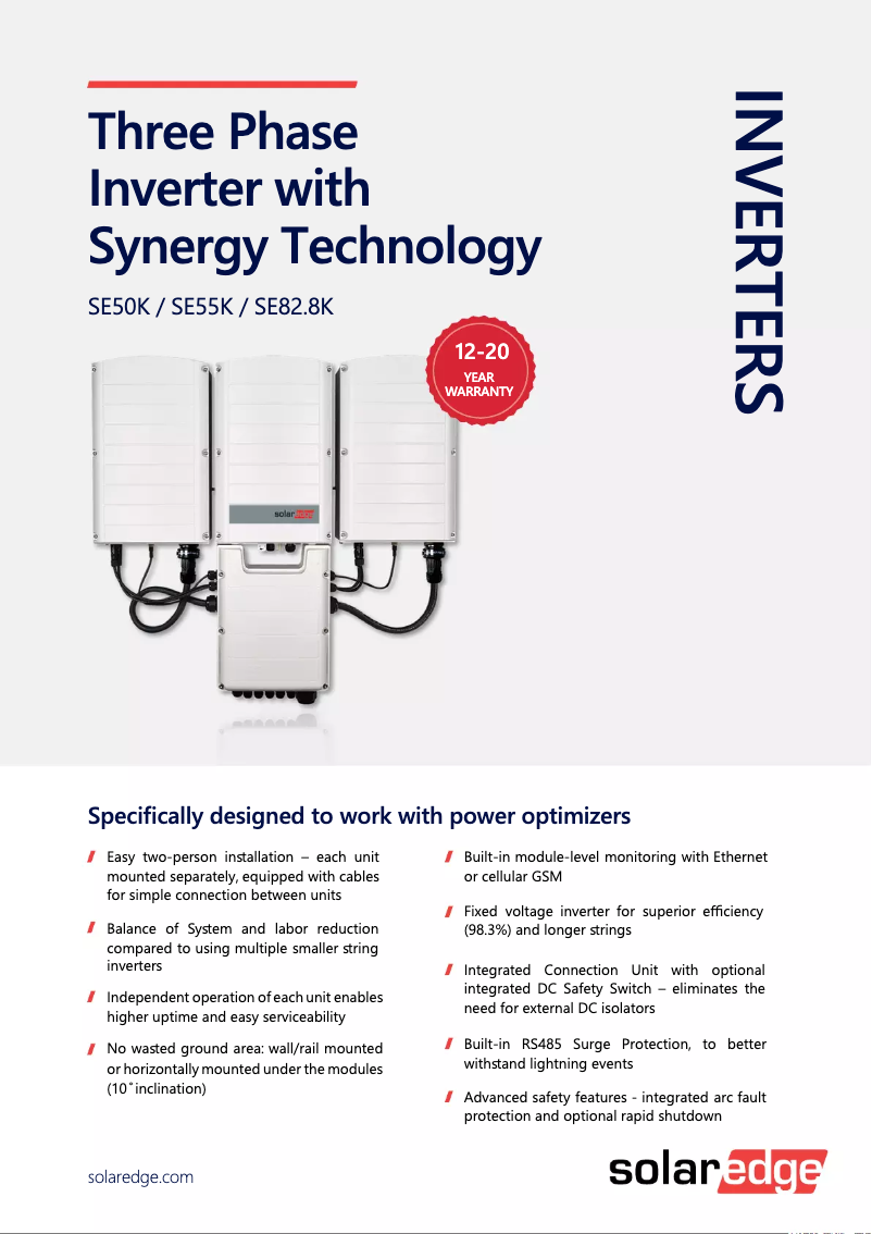 Page n°1 - Fiche technique SolarEdge SE50K-RW00IBNM4