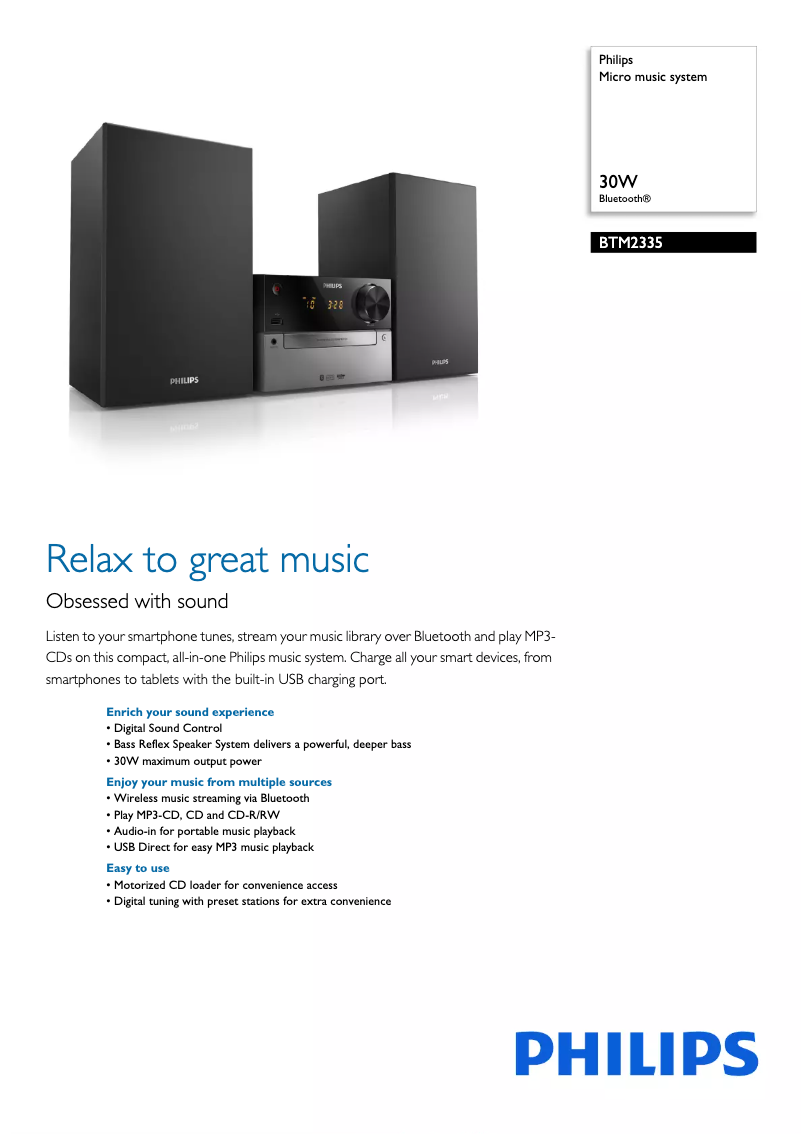 Page 1 de la notice Brochure Philips BTM2335